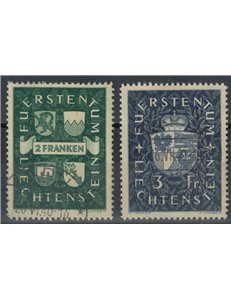 LIECHTENSTEIN 1939 Coats of Arms of the Princes 2v us