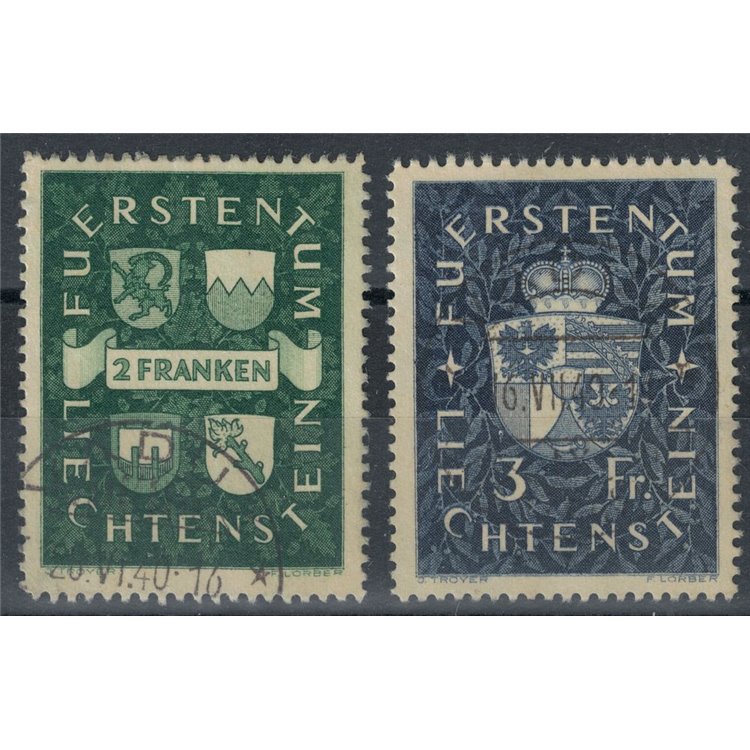 LIECHTENSTEIN 1939 Stemmi dei Principi 2v us