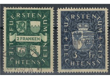 LIECHTENSTEIN 1939 Stemmi dei Principi 2v us