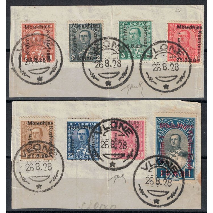 ALBANIA 1928 Assemblea Costituente 8v usati su frammento