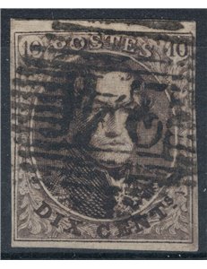 BELGIUM 1850 King Leopold I 10c brown us
