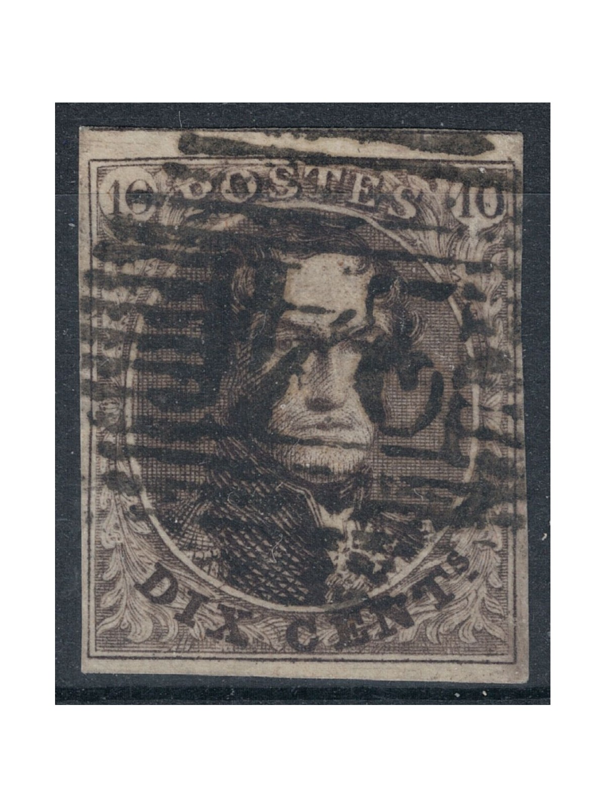 BELGIUM 1850 King Leopold I 10c brown us