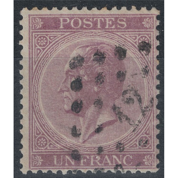 BELGIUM 1865 King Leopold I 1 fr. violet us