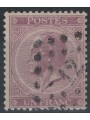BELGIO 1865 Re Leopoldo I 1 fr. violetto us