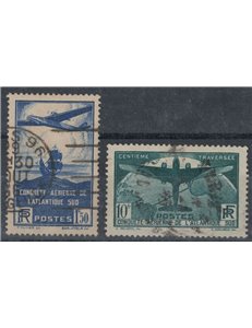 FRANCE 1936 South Atlantic Air Crossing 2v us