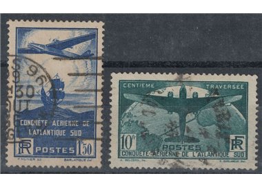 FRANCE 1936 South Atlantic Air Crossing 2v us