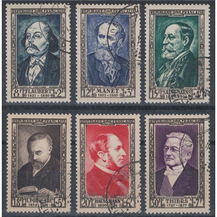 FRANCE 1952 Celebrities of the 19th century 6v us