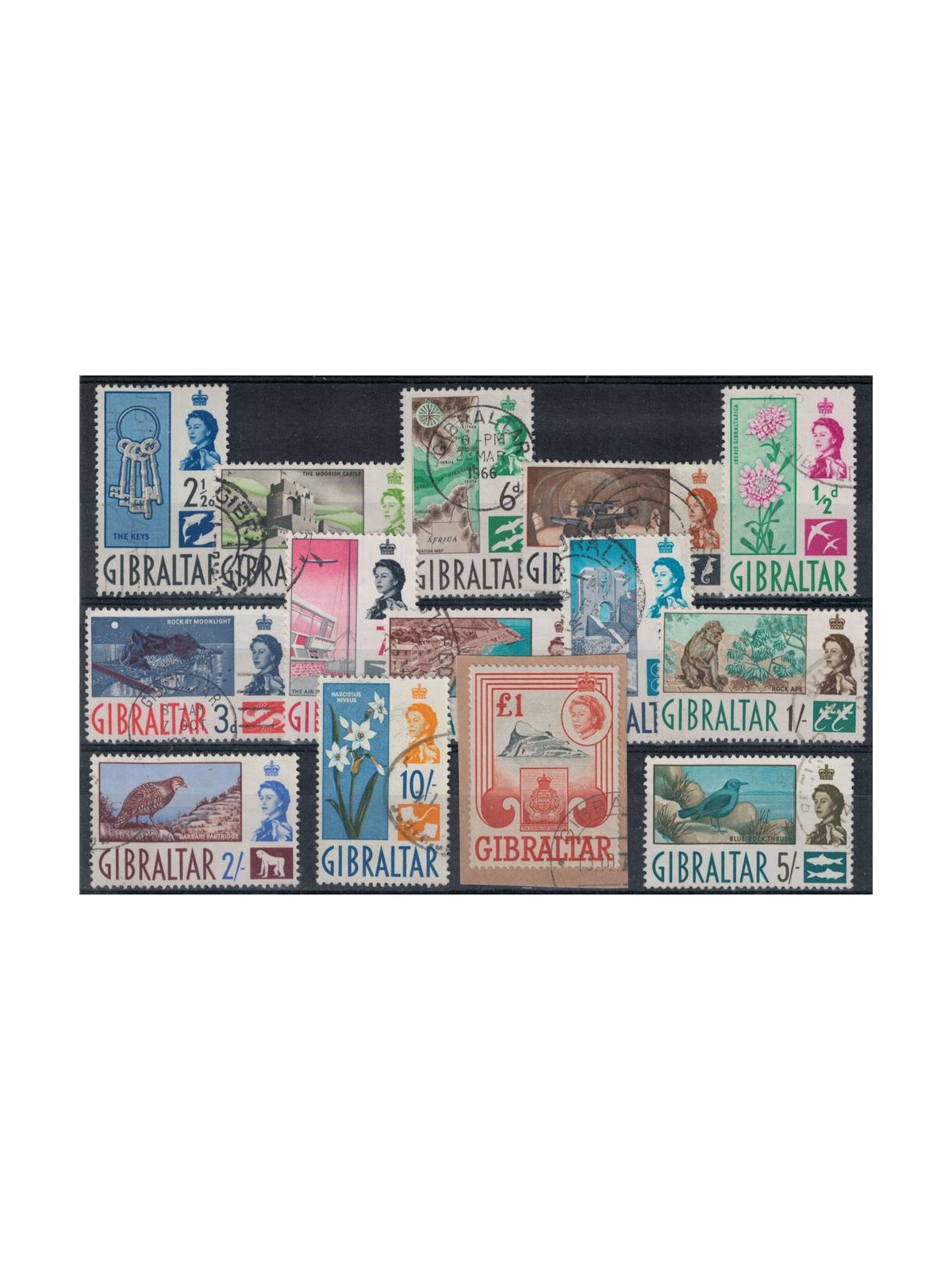 GIBILTERRA 1960 Effigie della Regina Elisabetta e vedute 14v us