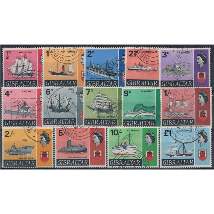 GIBILTERRA 1967 Effigie della Regina Elisabetta e navi 14v us