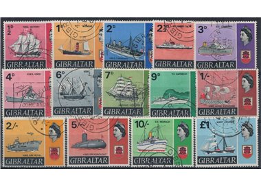 GIBRALTAR 1967 Effigy of Queen Elizabeth and ships 14v us