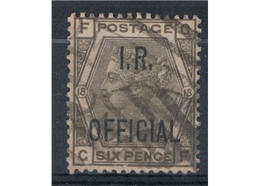 GRAN BRETAGNA 1882 Servizio (I.R. OFFICIAL) 6p grigio oliva us