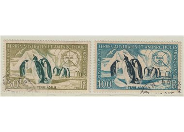 TAAF 1956 Penguins, airmail 2v us