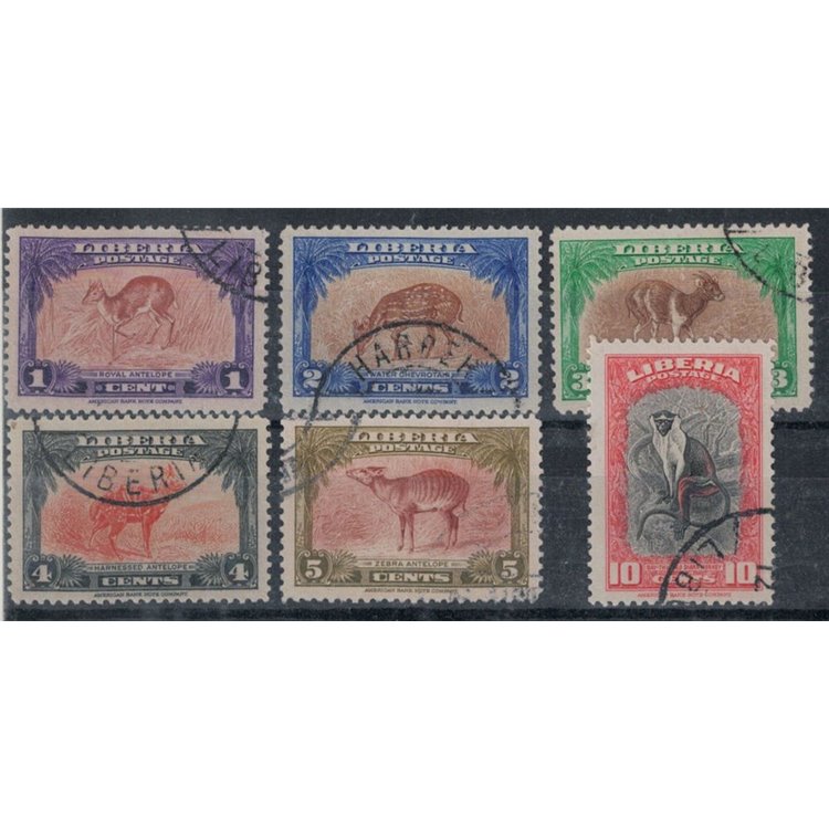 LIBERIA 1942 Fauna, animals 6v us