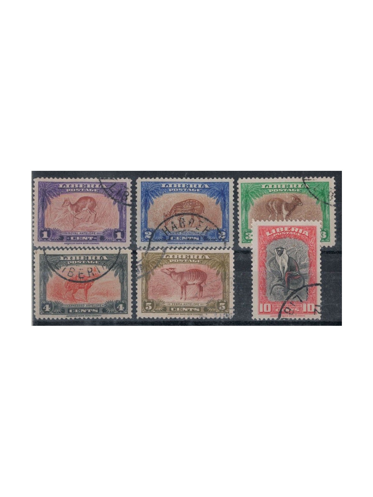 LIBERIA 1942 Fauna, animals 6v us