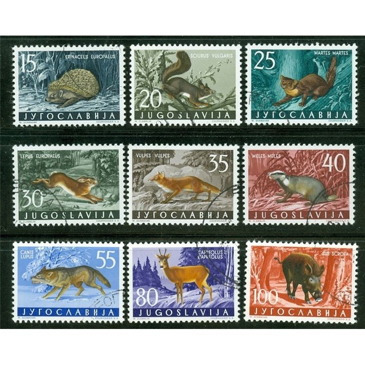 YUGOSLAVIA 1960 Fauna, wild animals 9v us