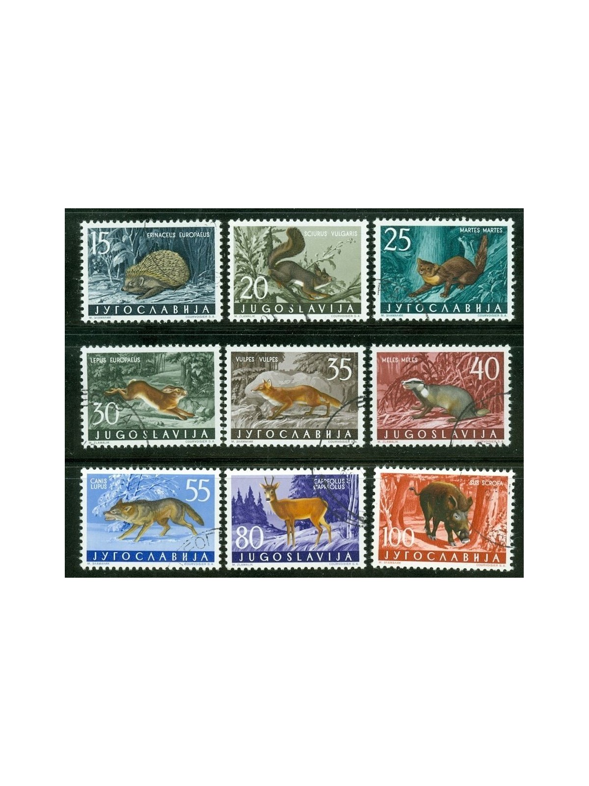 YUGOSLAVIA 1960 Fauna, wild animals 9v us