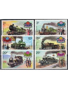 LIBERIA 1973 Old 6v US locomotives