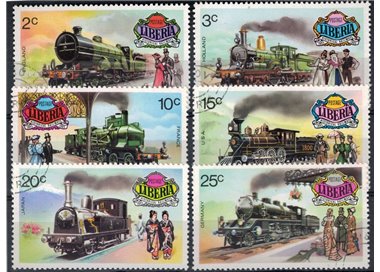 LIBERIA 1973 Old 6v US locomotives