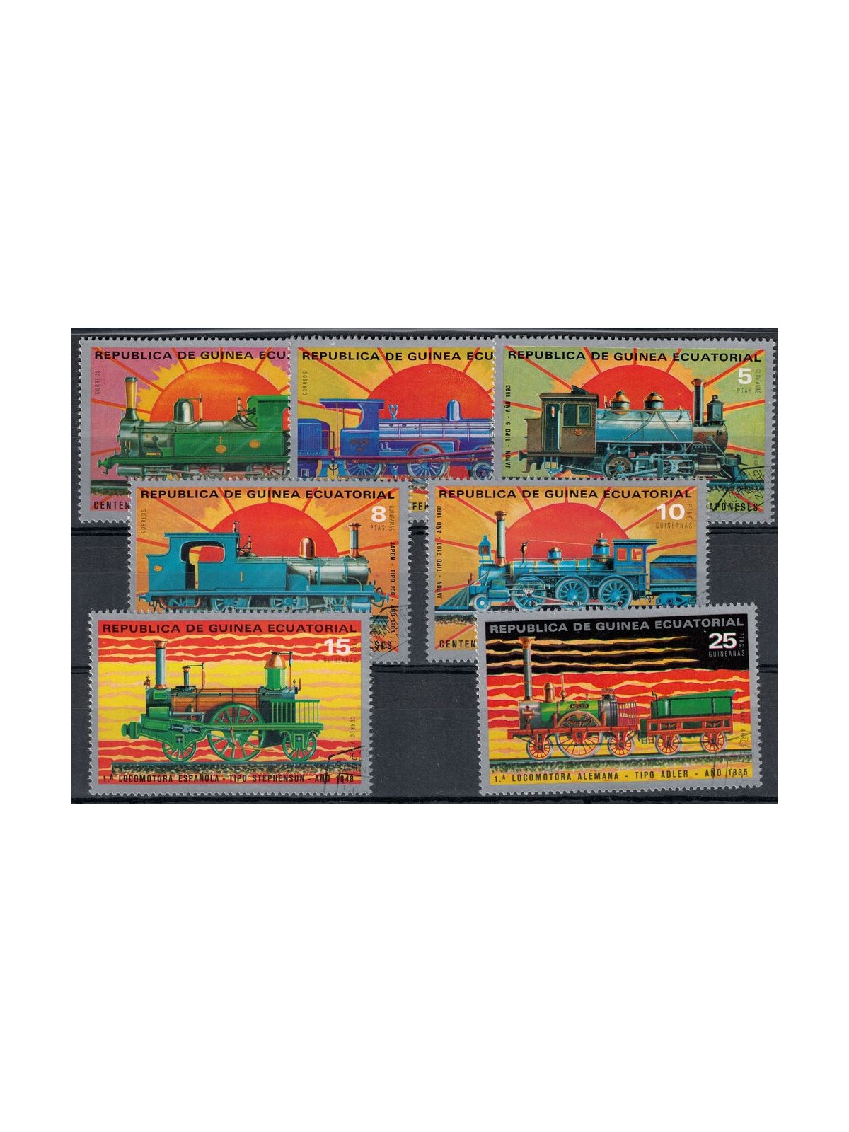 EQUATORIAL GUINEA 1972 Japanese Railways 7v us