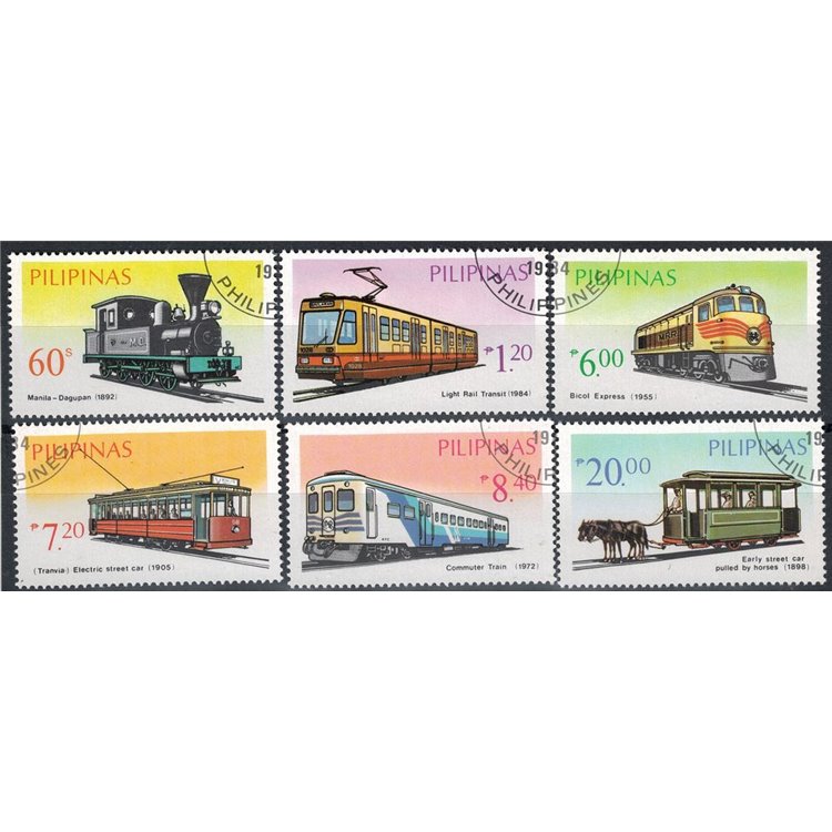 FILIPPINE 1984 Tram e treni 6v us