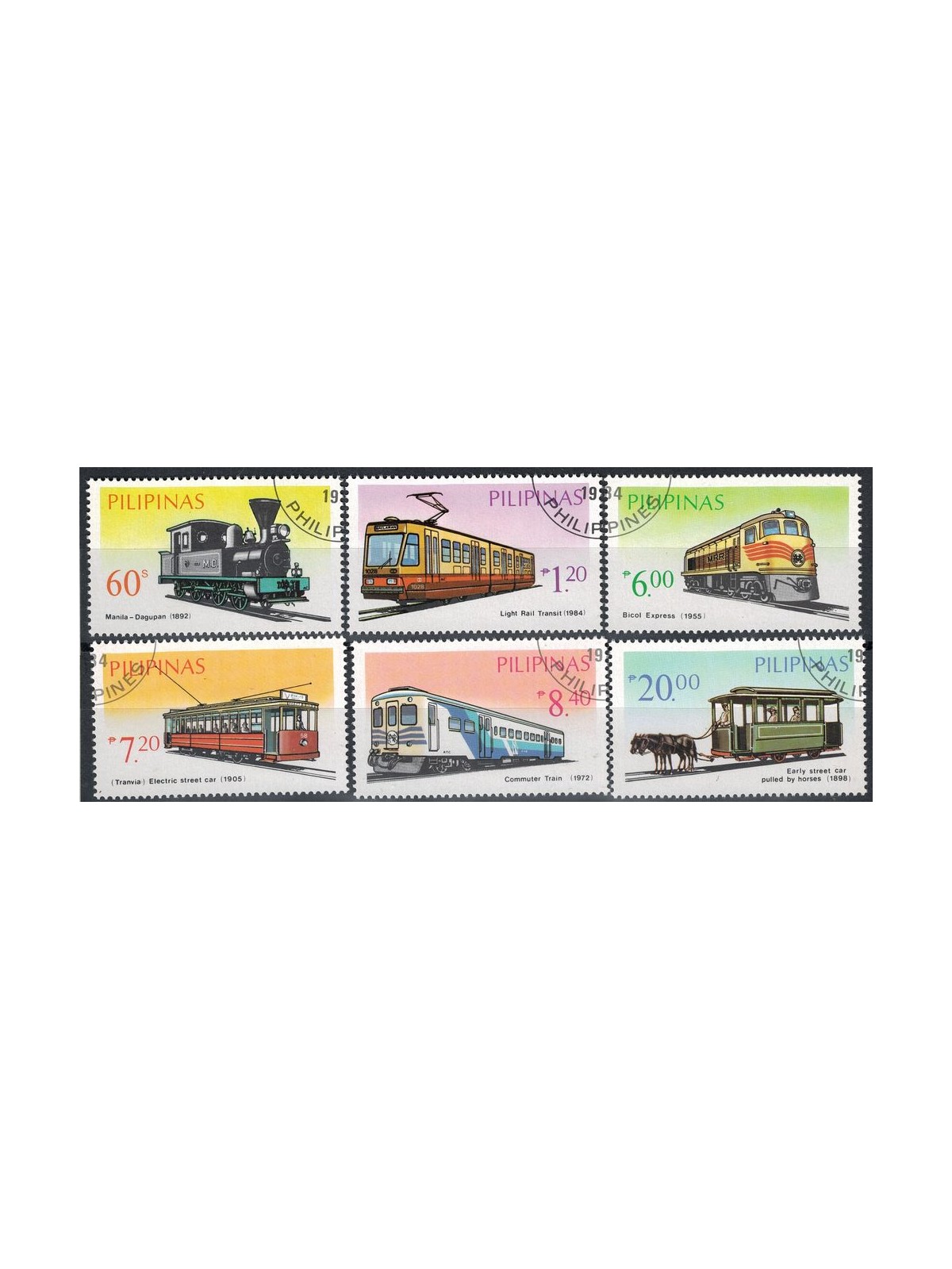 PHILIPPINES 1984 Trams and trains 6v us