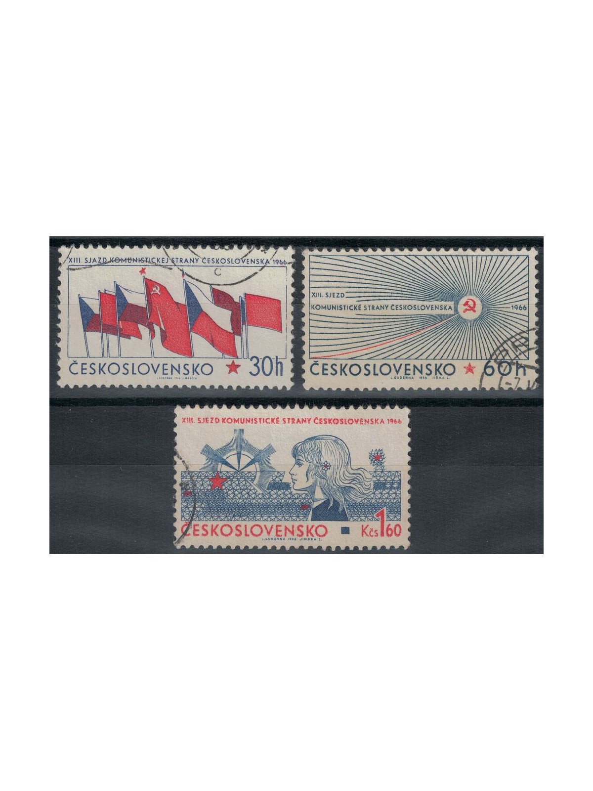 CECOSLOVACCHIA 1966 Congresso del Partito Comunista 3v us