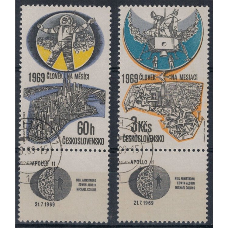 CZECHOSLOVAKIA 1969 Apollo 11 Moon Landing 2v us
