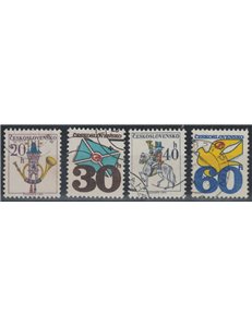 CECOSLOVACCHIA 1974 Emblemi postali, fluorescente 4v us
