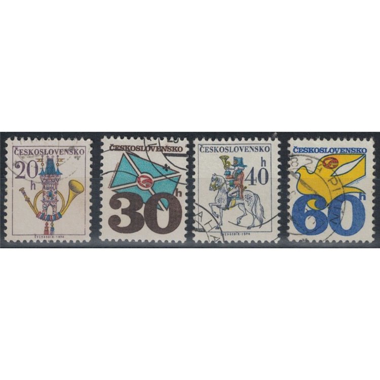 CECOSLOVACCHIA 1974 Emblemi postali, fluorescente 4v us