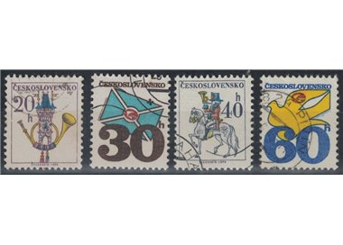 CECOSLOVACCHIA 1974 Emblemi postali, fluorescente 4v us