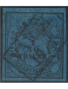 GERMANIA OLDEMBURGO 1852 Stemma 1/30 Th. azzurro 1° tipo us