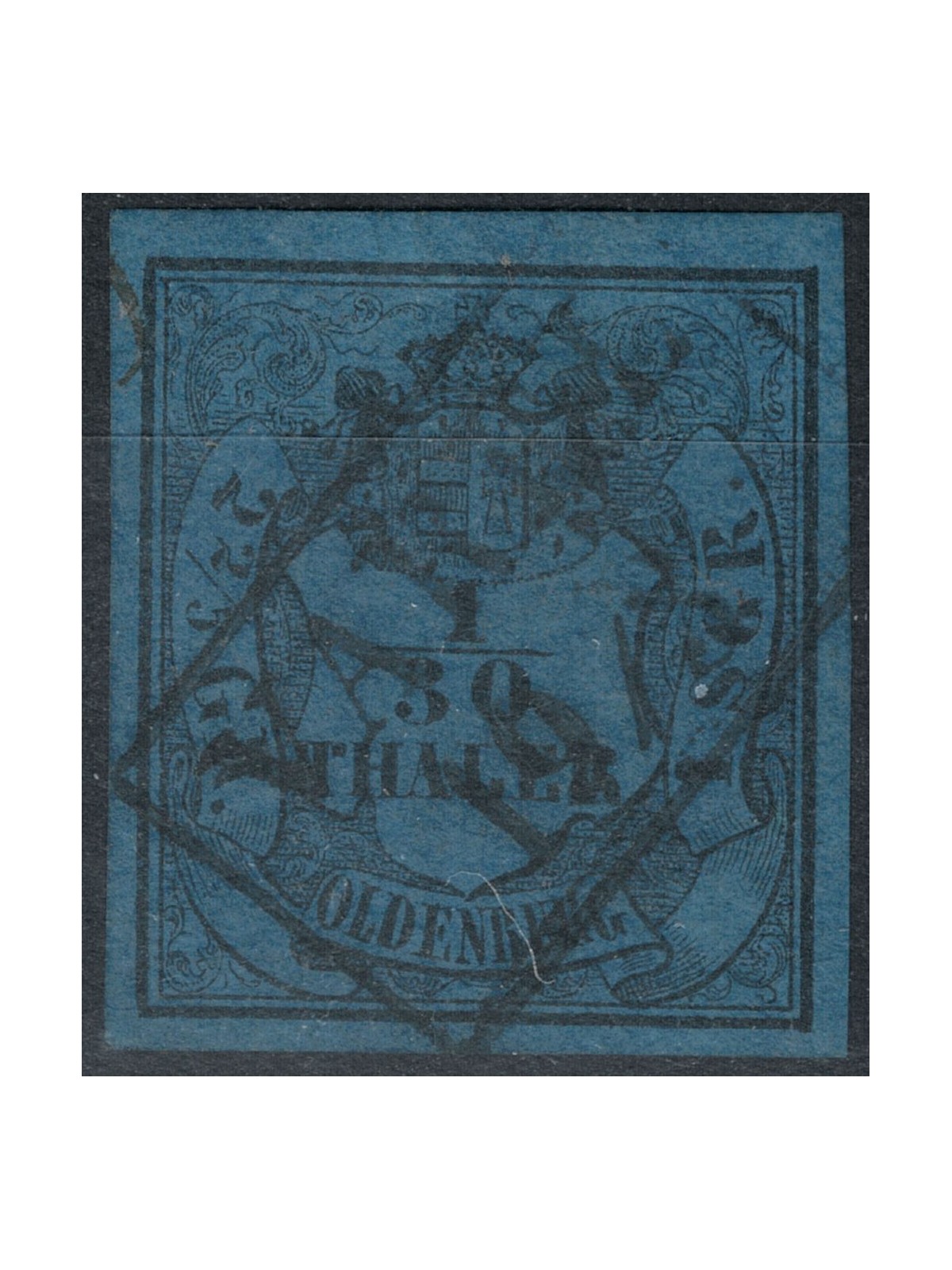 GERMANY OLDEMBOURG 1852 Coat of Arms 1/30 Th. blue 1st type us