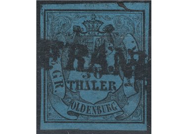 GERMANY OLDEMBOURG 1852 Coat of Arms 1/30 Th. blue 3rd type us