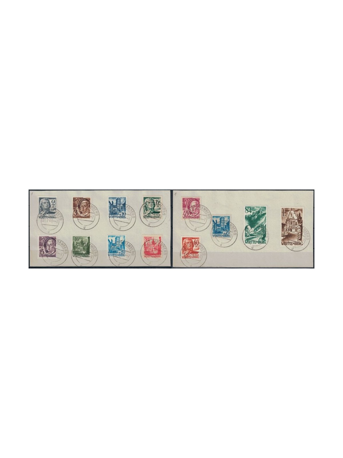 WURTTEMBERG (FRENCH WEST) 1947-48 Personalities and views 13v us