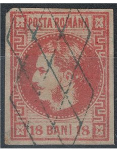 ROMANIA 1868 Profilo del Principe 18 bani rosso carminio us