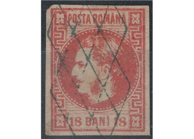 ROMANIA 1868 Profile of the Prince 18 bani carmine red us