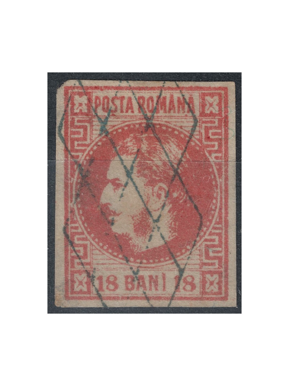 ROMANIA 1868 Profilo del Principe 18 bani rosso carminio us