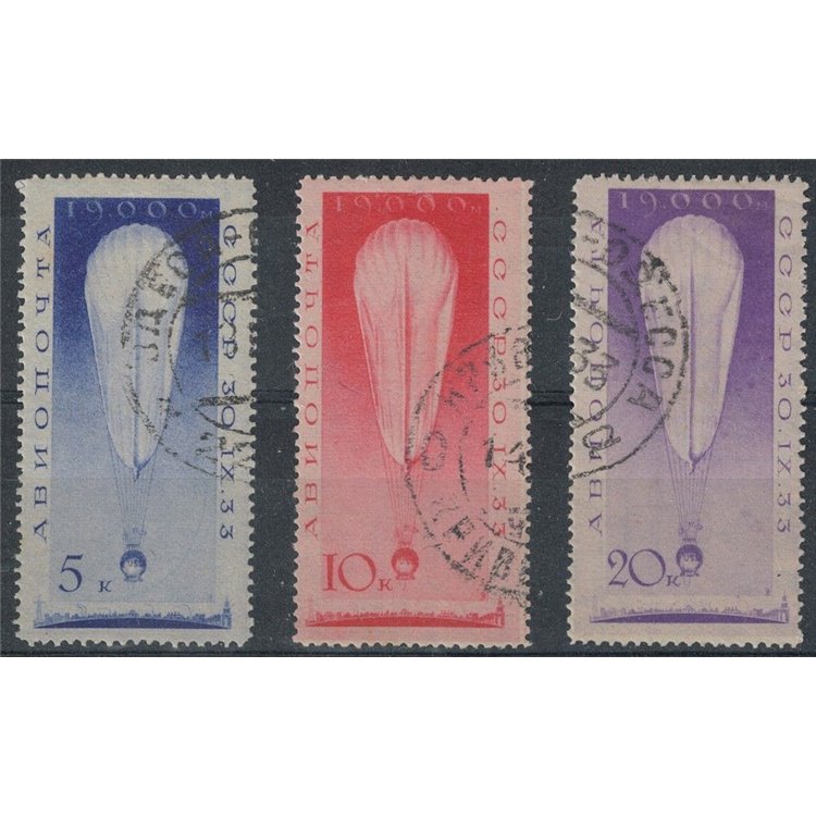 RUSSIA 1933 Ascension into the stratosphere 3v us