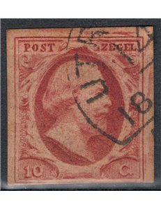 NETHERLANDS 1852 Effigy of King William III 10c carmine rose us