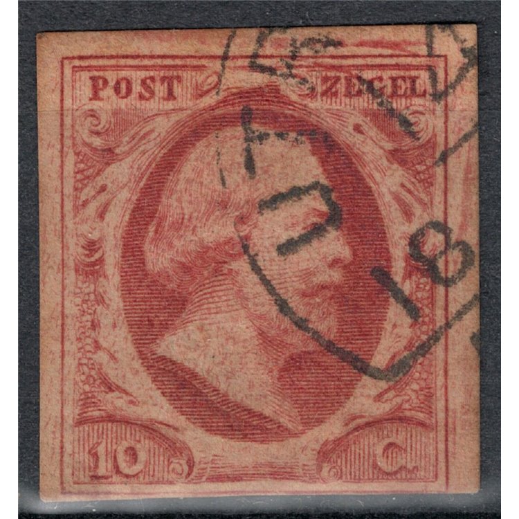 NETHERLANDS 1852 Effigy of King William III 10c carmine rose us