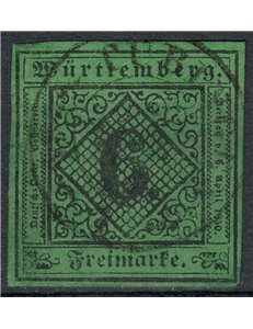WURTTEMBERG 1851 6 kreuzer verde us