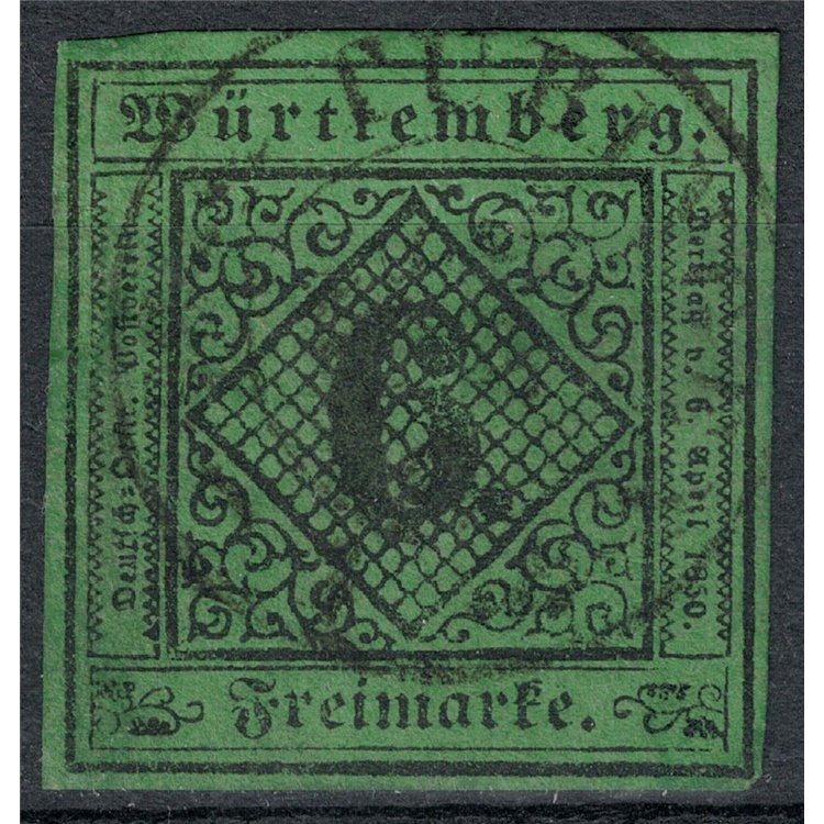 WURTTEMBERG 1851 6 kreuzer green us