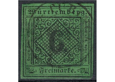 WURTTEMBERG 1851 6 kreuzer verde us