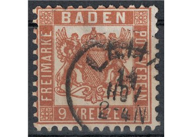 BADEN 1862-65 Coat of arms 9 kreuzer brown red us