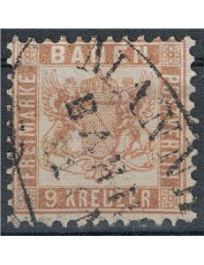 BADEN 1862-65 Stemma 9 kreuzer bruno chiaro us