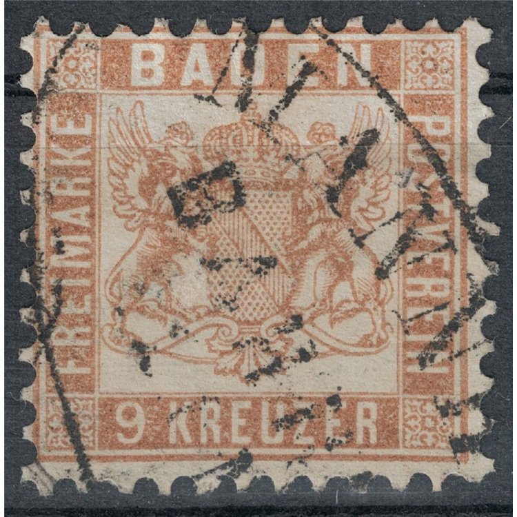 BADEN 1862-65 Stemma 9 kreuzer bruno chiaro us