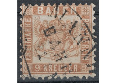 BADEN 1862-65 Coat of arms 9 kreuzer light brown us