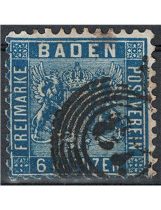 BADEN 1862 Stemma 6 kreuzer azzurro us