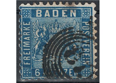 BADEN 1862 Coat of arms 6 kreuzer blue us