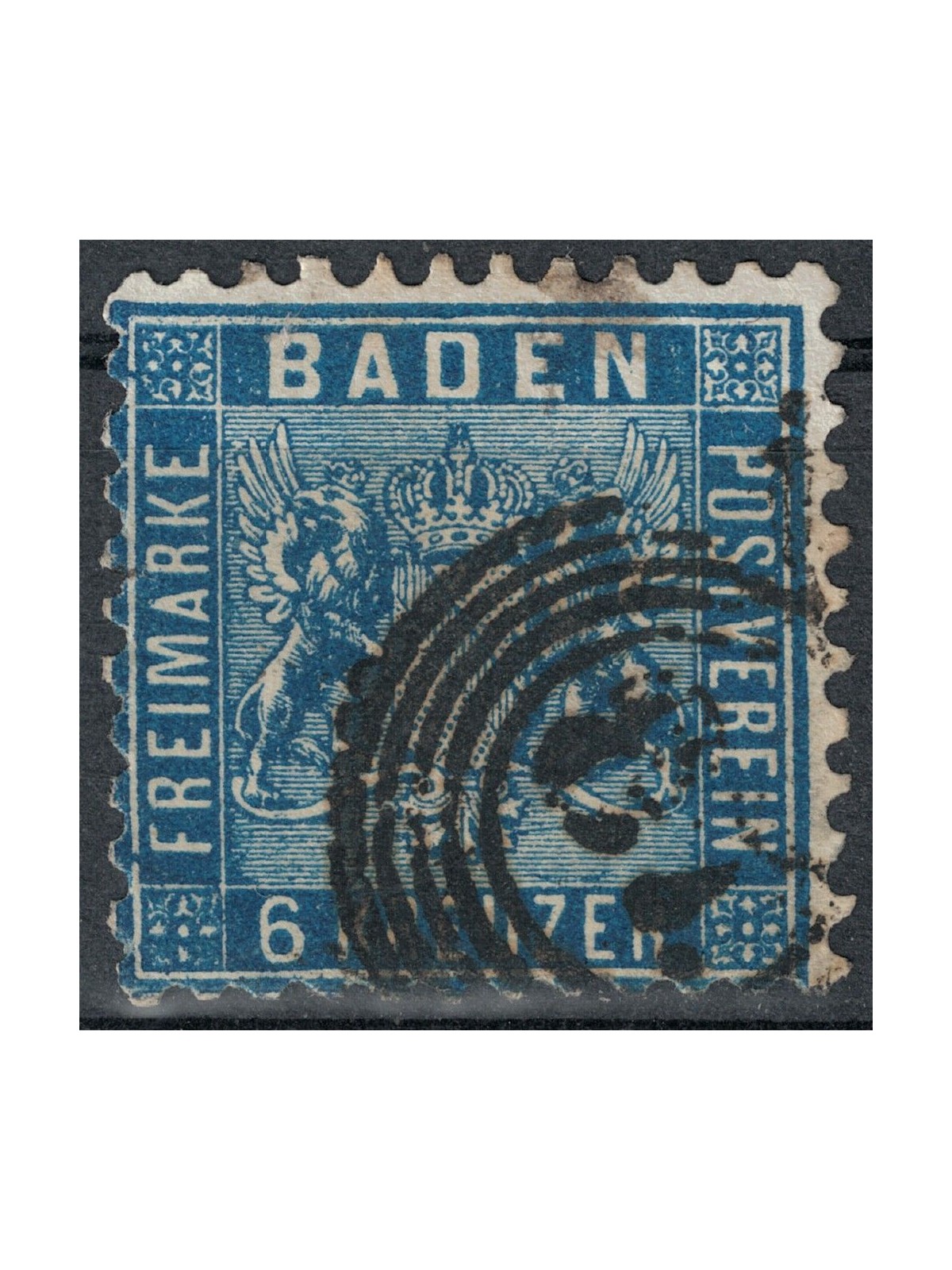 BADEN 1862 Stemma 6 kreuzer azzurro us